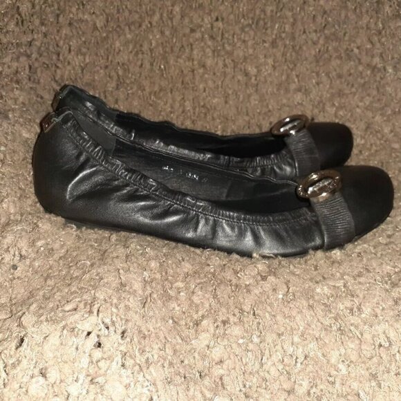 RUDSAK-Canadian Luxury-Soft Black Leather-Silver Logo-Ballet Flat-Sz37-Near Mint - Picture 4 of 7